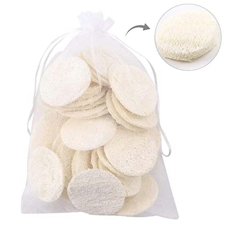 

40 pcs Exfoliating Natural Loofah Pads Scrubbing Sponges, Reusable Makeup Removal Face Pads Loofah, As the picture shown