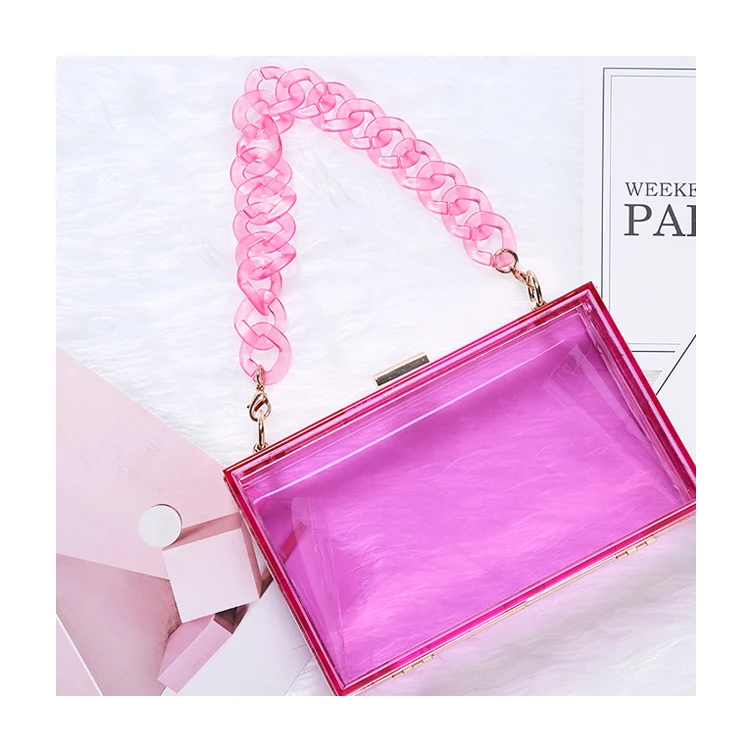 

2021 Fashion Colorful Transparent Crossbody Chain Women Purse Ladies Party Bags Women Acrylic RTS Handbag