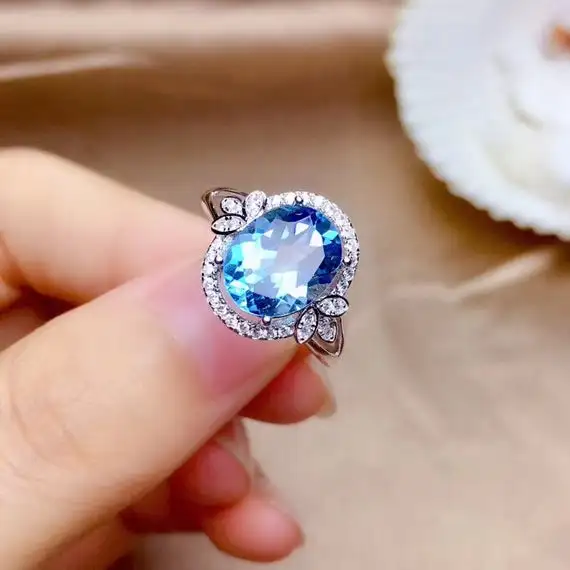 

Women New Fashion Hot Selling Shinny White Cubic Zirconia Blue Sapphire 925 Silver Rings For Engagement Wedding