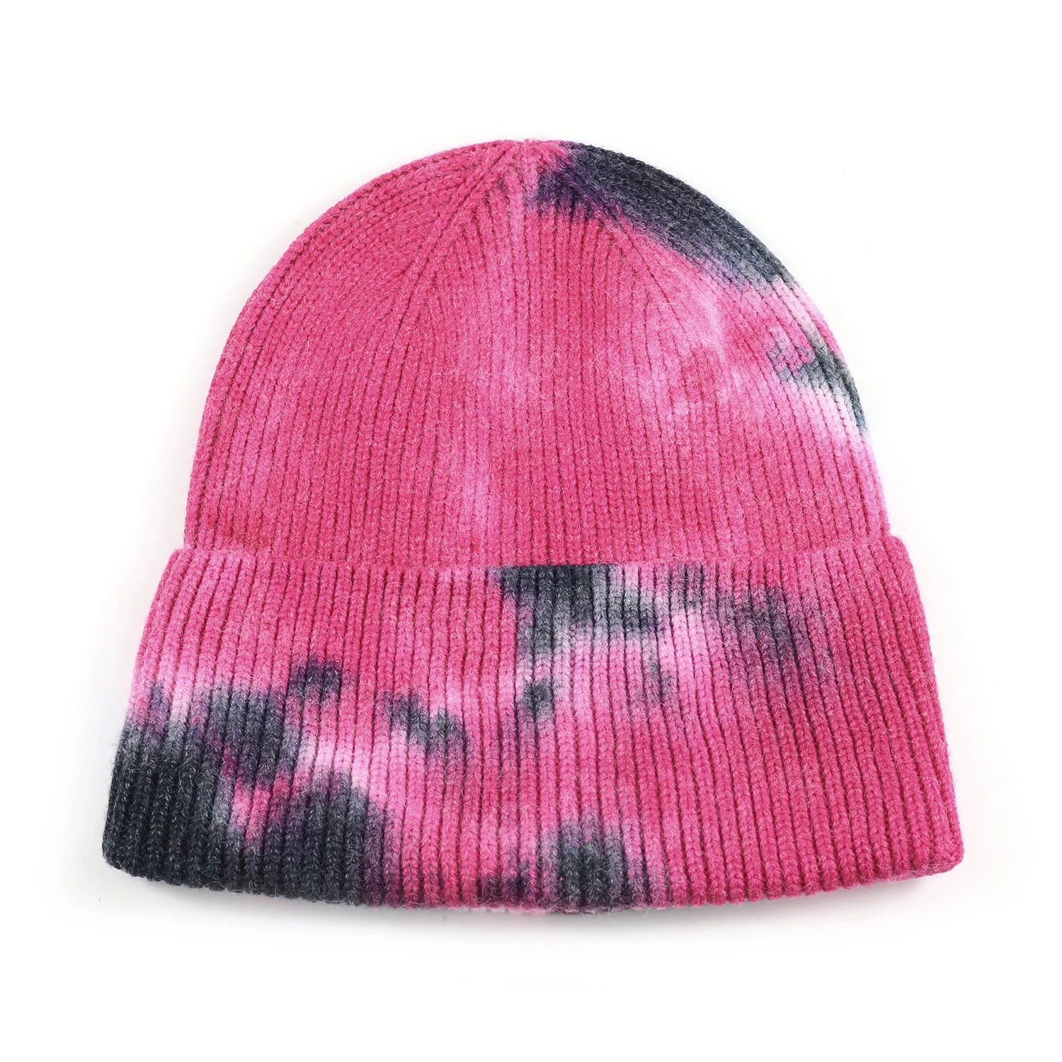 Tie Dye Beanie For Women Girls Warm Knit Ribbed Pink Winter Hat 2020 New Soft Colorful Tie Dyed
