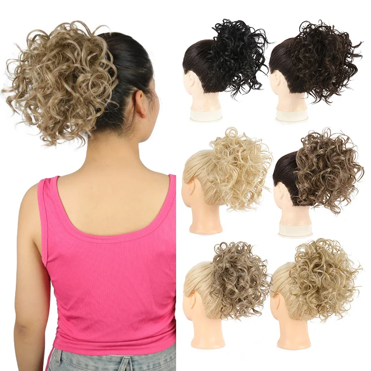 Julianna Kanekalon Wholesale Futura Short Dalia Messy Bun Curly Hairpieces Drawstring Ponytail Synthetic Hair Extensions