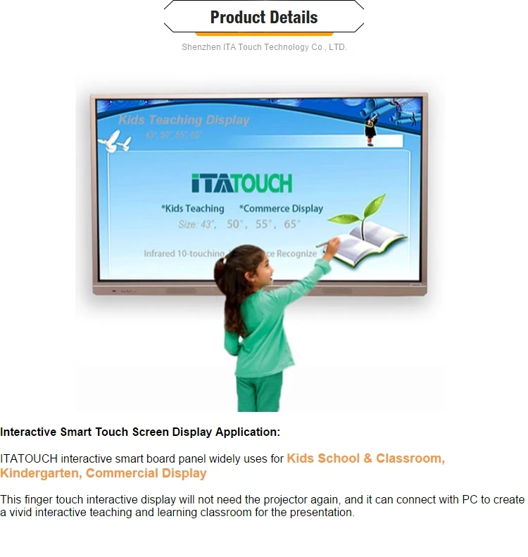 product-The Newest Multi Touch 42-65 Inch Electronic Ir Interactive Smart Board No Projector For Edu