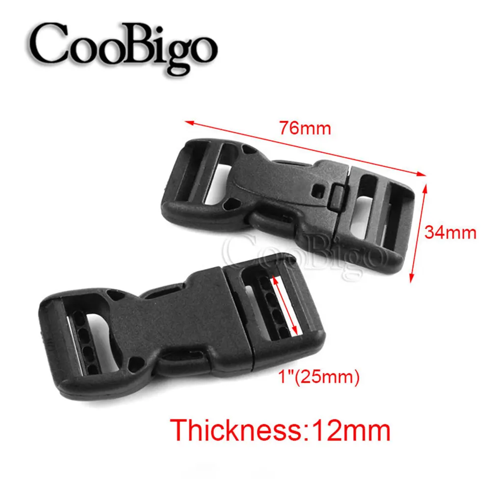 Plastic Dual Adjustable & Security Double Lock Buckle for Tactical Belts Black 