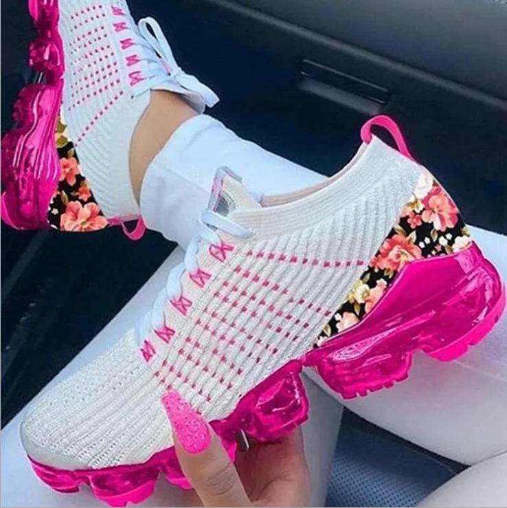 

fashion plus size women casual sport shoes increase running shoes flying woven breathable mesh women casual sneaker shoes, Black,,white,purple,gery