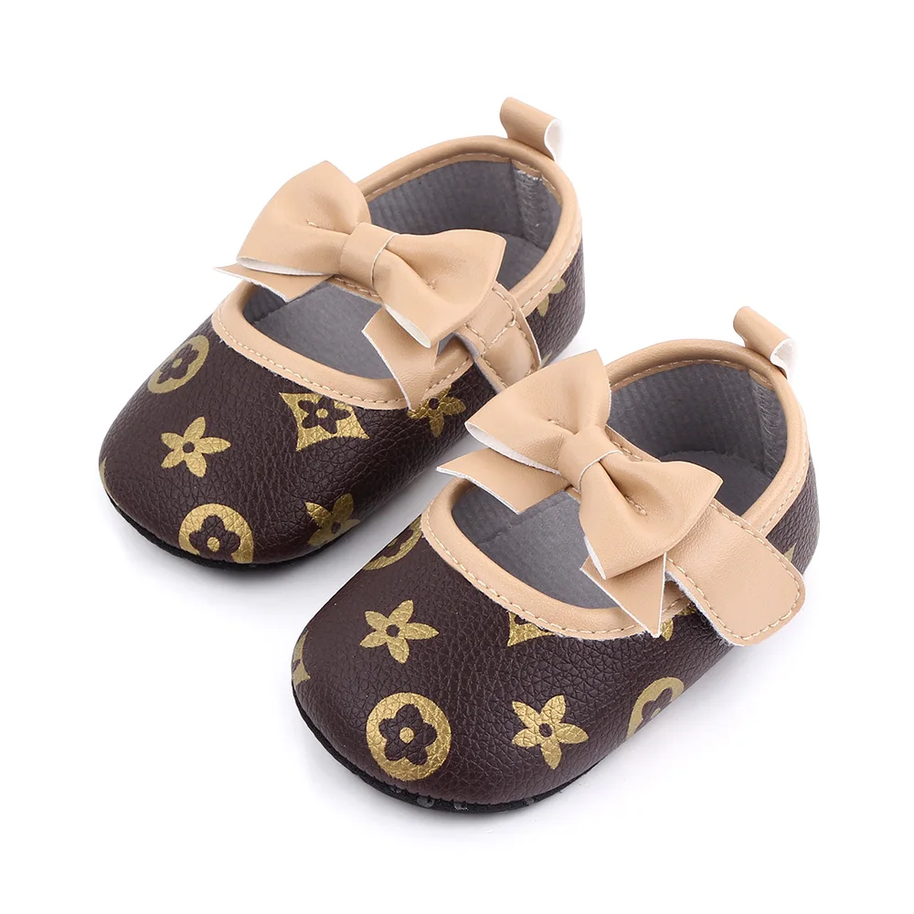 

Spring autumn 0-1 year old baby princess shoes bowknot soft sole baby toddler shoes girls, Red/brown/black