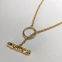 

Hammered Toggle Clasp Gold Necklaces for Women and Men Hiphop Style Geometric Necklace Minimalist Necklaces Unisex