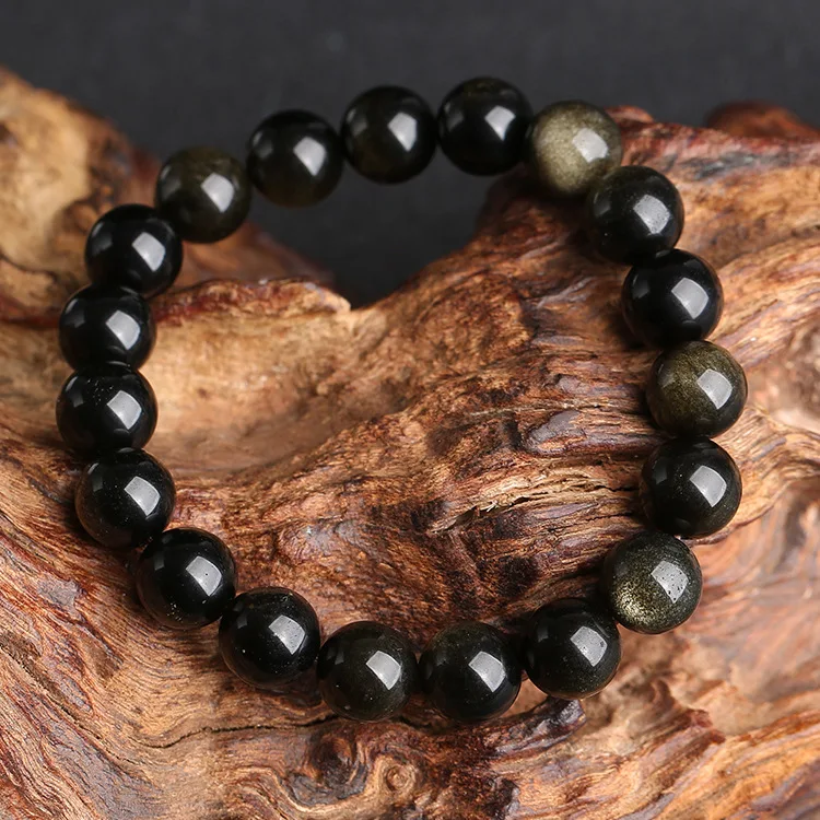 

Fashion gem feng shui bracelet diy for men and women healing natural stone crystal black obsidian bracelet
