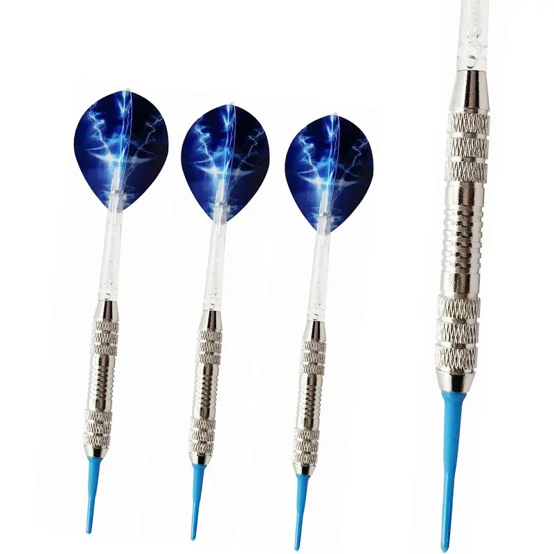 

3 Pieces / Set of 18g Brass Barrel Professional Electronic Soft tip Darts Blue Transparent Rod Indoor Professional Darts Game