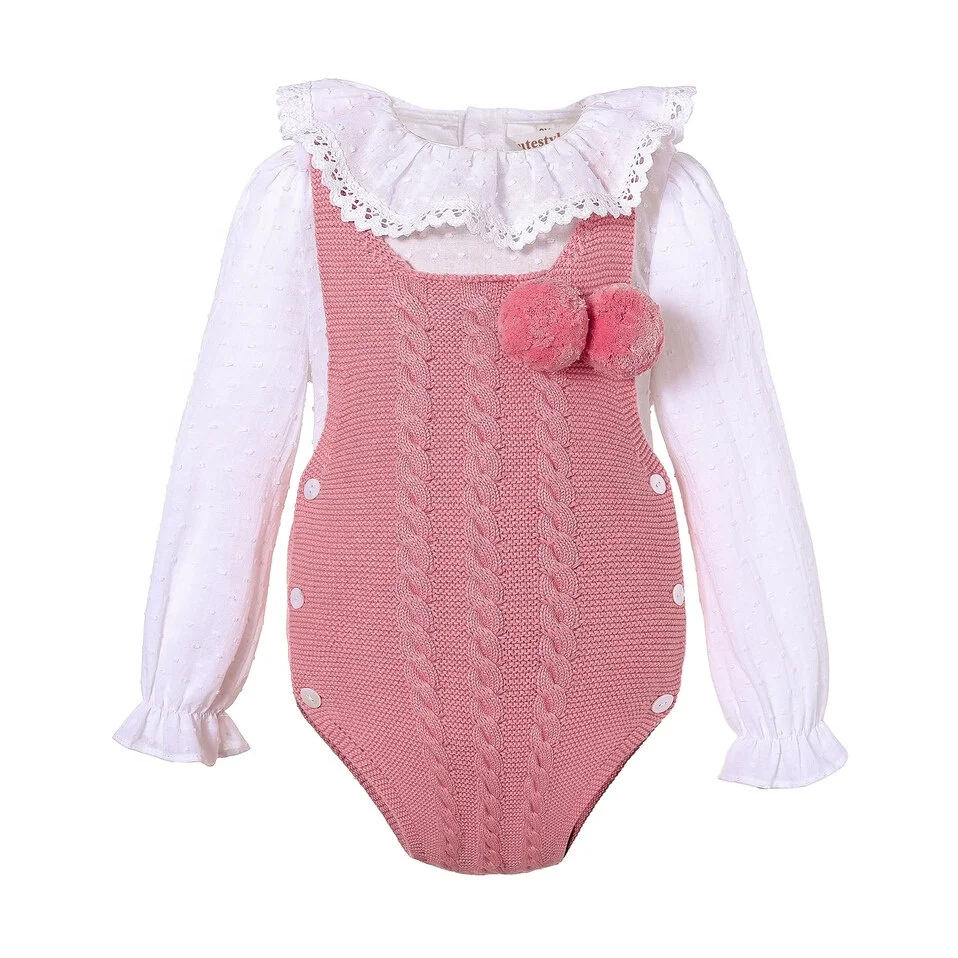 

2021 Pettigirl Sexy Halloween Costume Custom popular Sweater Two-pieces Set Baby Sweater Romper Pink Color for Baby, Picture shows