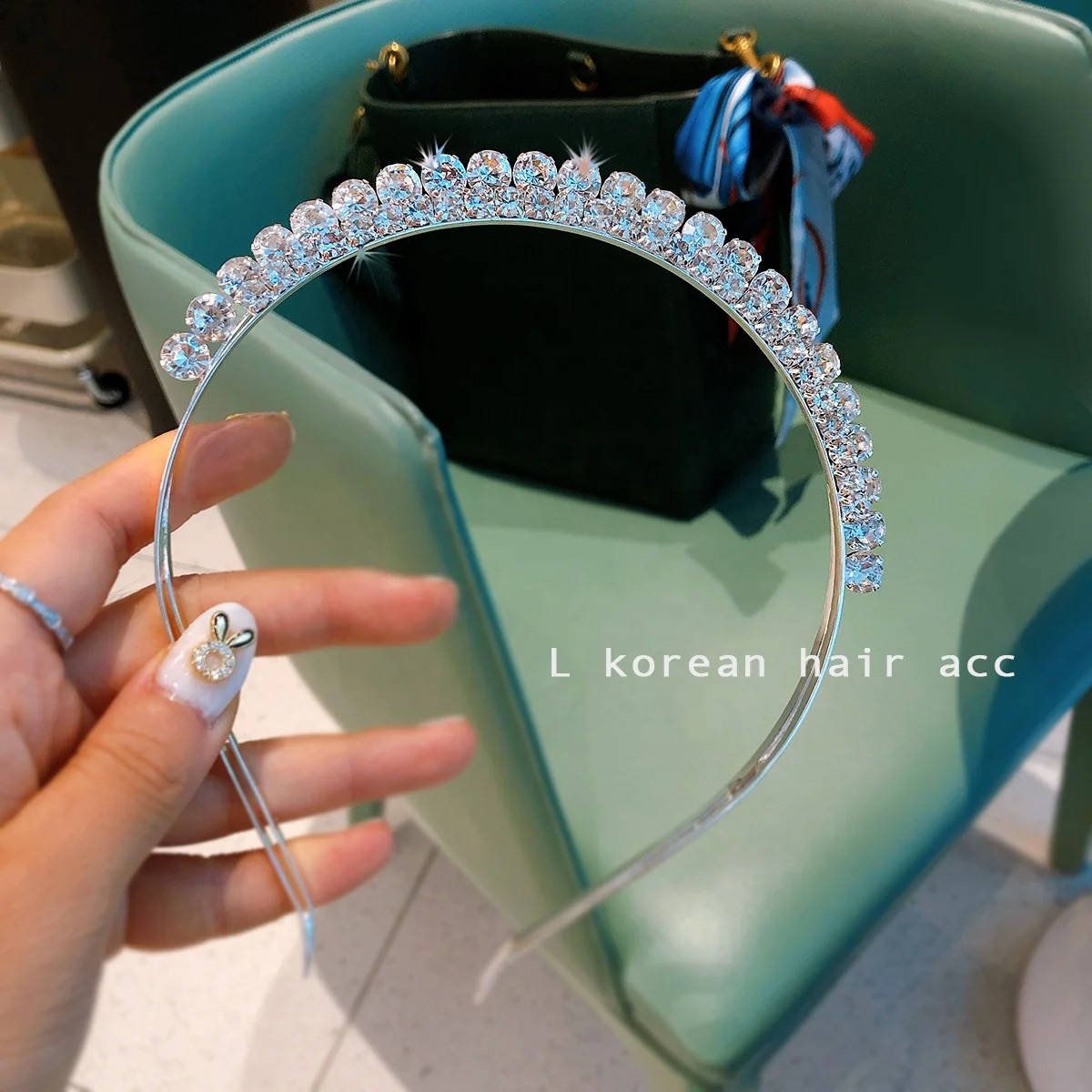 

2020 TOP SELL Luxury Hair Accessories Headband Full Crystal Head Wear Colorful Rhinestone Diamond Hairband, White