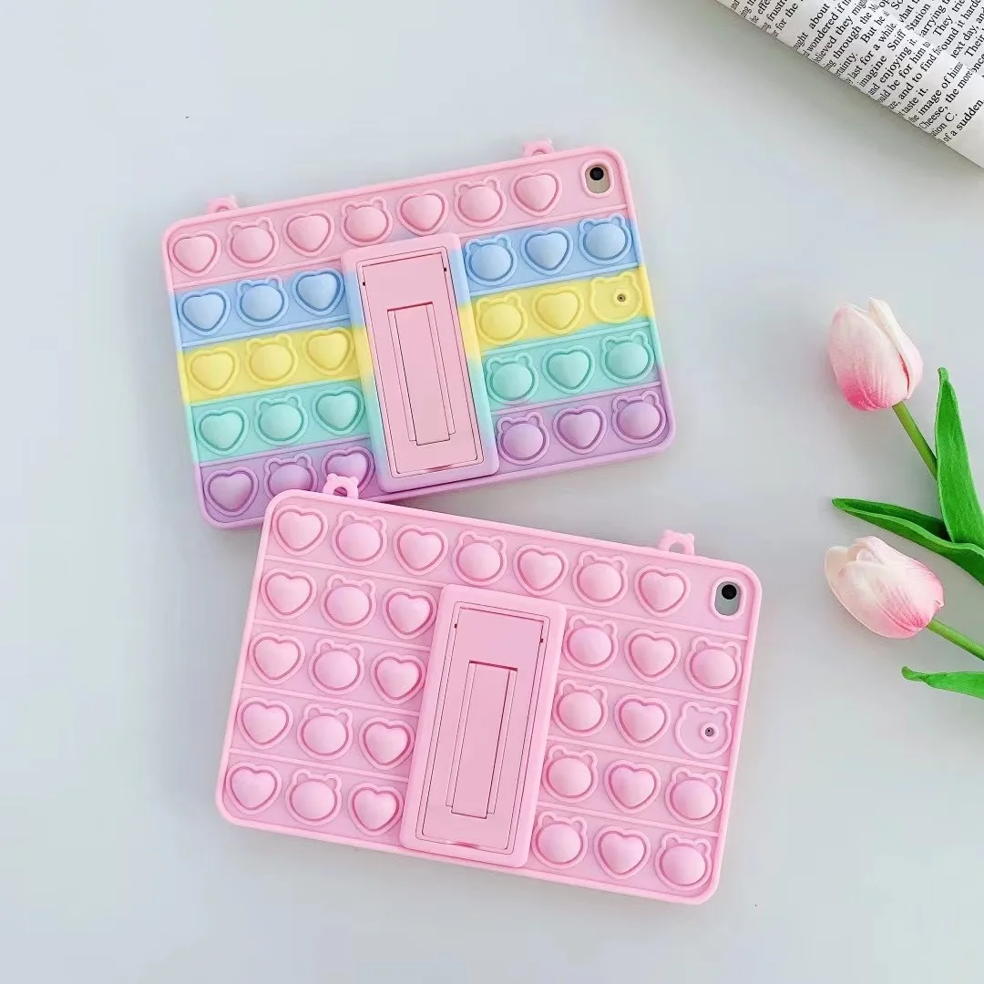 

Relive Stress Fidget Toys Push It Bubble Silicone Tablet Case For IPad Mini Air 4 10.9 8th 10.2 2019 2020 Popped It iPad Case