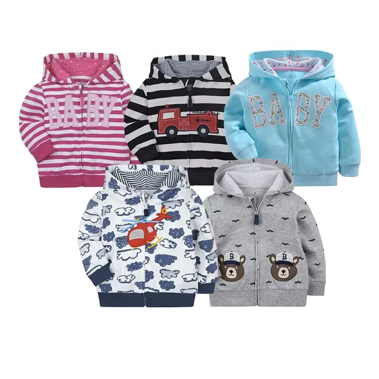 
New style kids baby boy jacket zipper design Cute embroidery animals newborn winter baby coat 