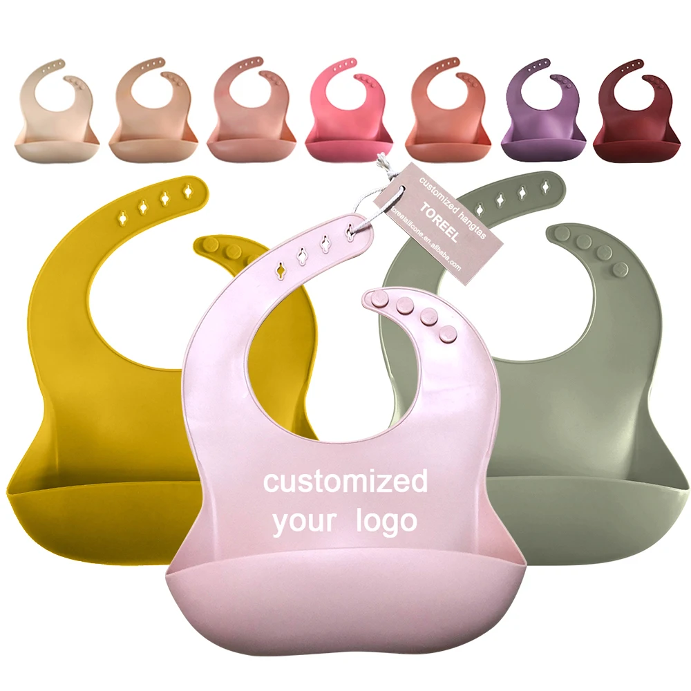 

Wholesale Factory Price Custom Food Grade BPA Free Silicone Baby Bib, Deep yellow/green/pink/rose pink or customized colors