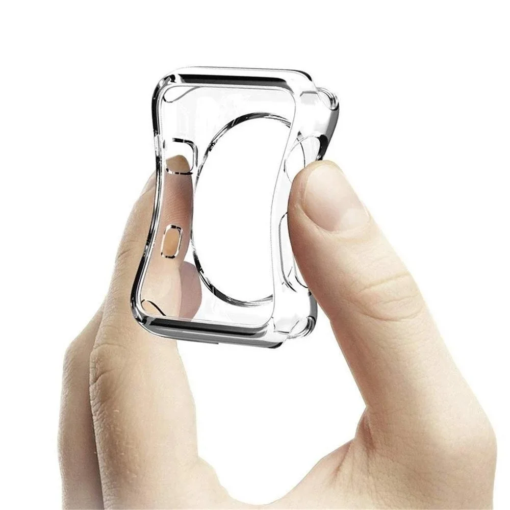 

New Clear Band + Case for Apple Watch Series 7 6 SE 5 4 44mm 40mm Transparent Cover For iWatch Accessories