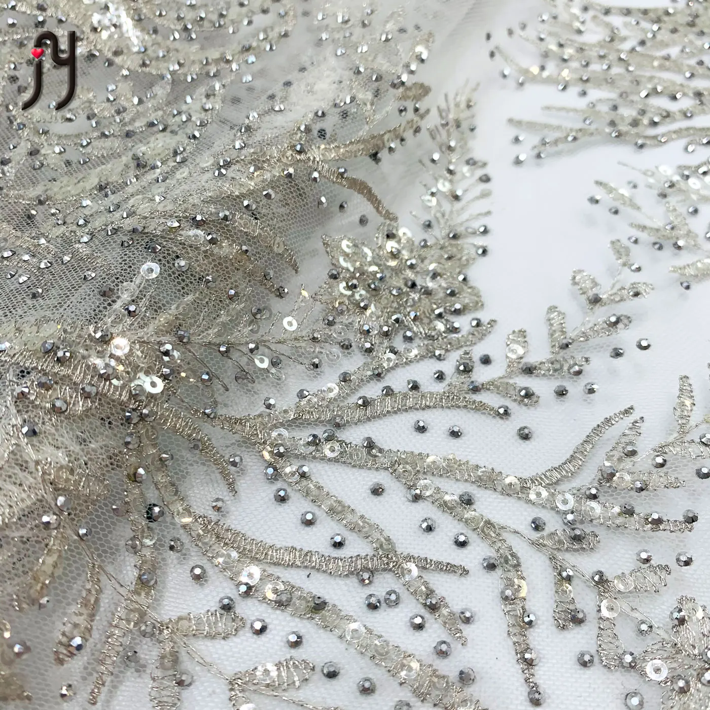 

Beautiful wedding dress with beaded and sequins,high quality french lace fabric net lace tulle lace, Accept customized color