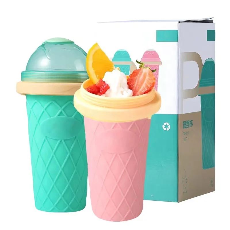 

Magic Quick Frozen Smoothies Cup Double Layer Squeeze Slushy Maker Cup Homemade Milk Shake Ice Cream Maker Slushie Maker Cup