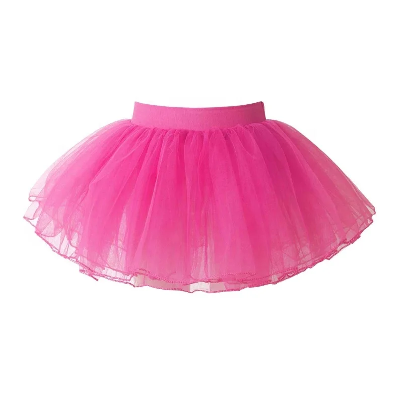 

S-XL New Arrivals Kids Four Layer Elastic Waistband Tutu Mesh Skirt For Girl Dance