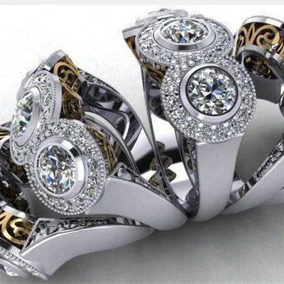 

Cubic Zirconia Design Rings Women Men Punk Rock Pattern Party Finger Ring Gift Jewelry