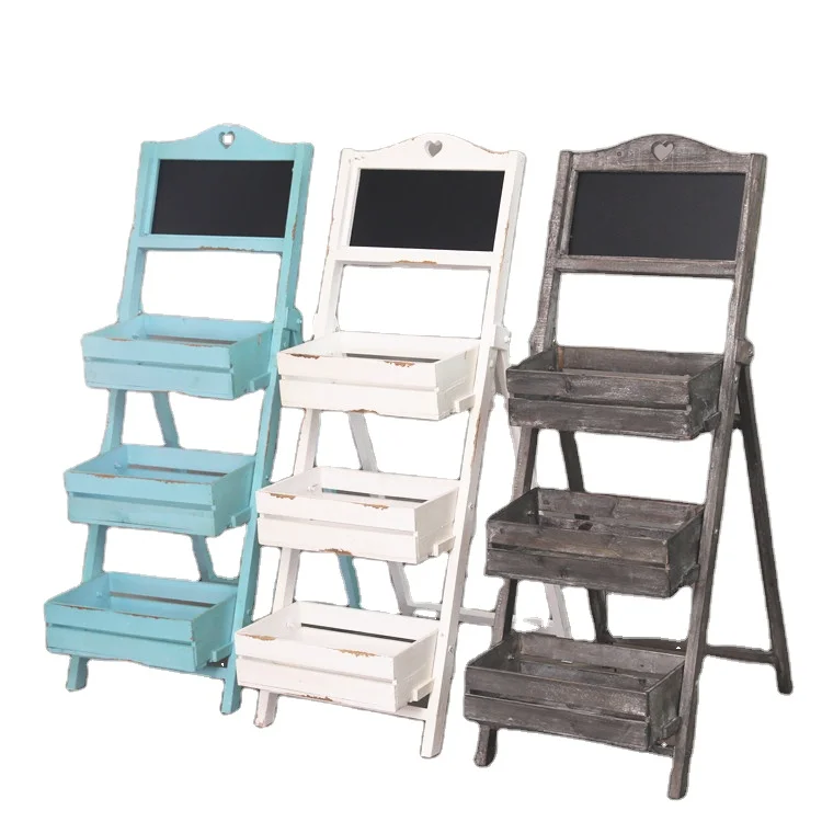 

Blackboard succulent floor-to-ceiling flower stand multi-layer shelf decoration, Blue/white/black