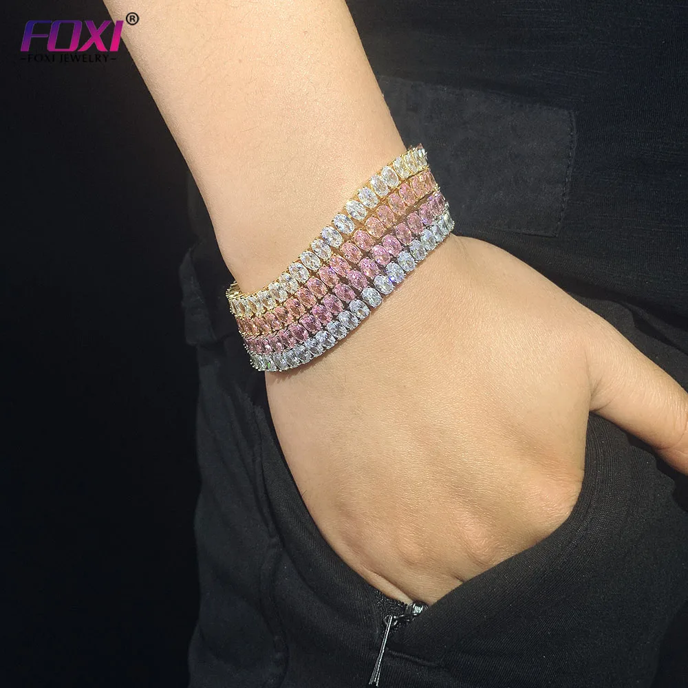 

Foxi silver plated jewelry oval cz diamond tennis ankle bracelet for women