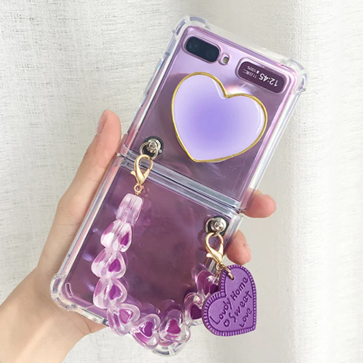 

For Samsung Z Flip 3 case With Bling Wrist Strap Soft TPU Bumper Shockproof Protective Cover