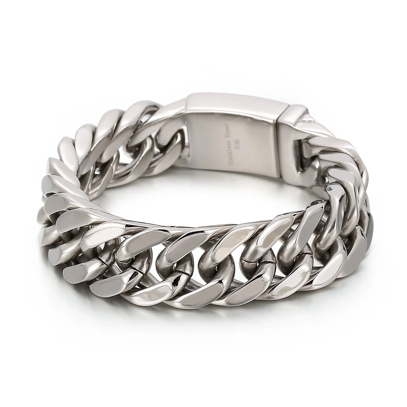 

KALEN trendy personality charm stainless steel bracelet man, Silver