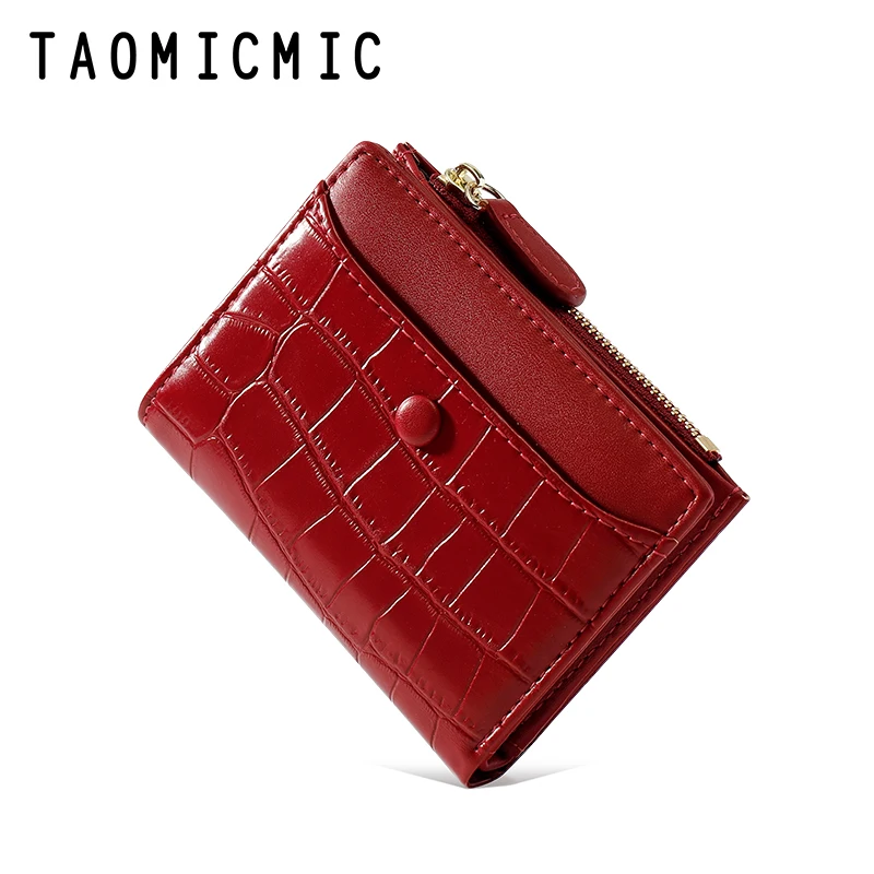 

TAOMICMIC short zipper ladies' wallet stone pattern vintage women's purse, 6 colors