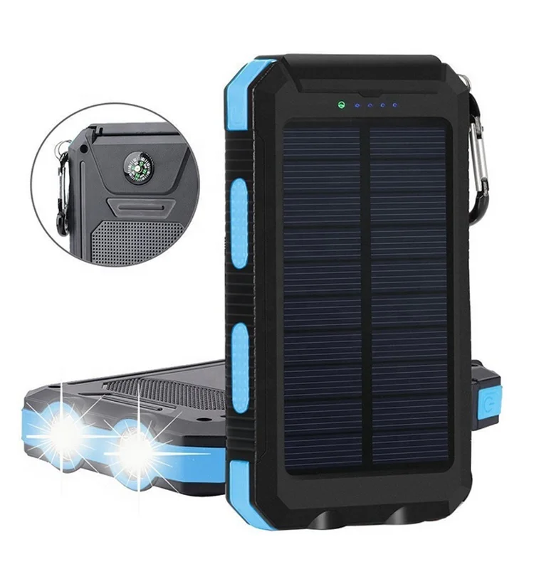 

W/ Emergency Torch Outdoor Hiking Camping Compass Portable Charging Station Waterproof 20000MAH Solar Power Bank