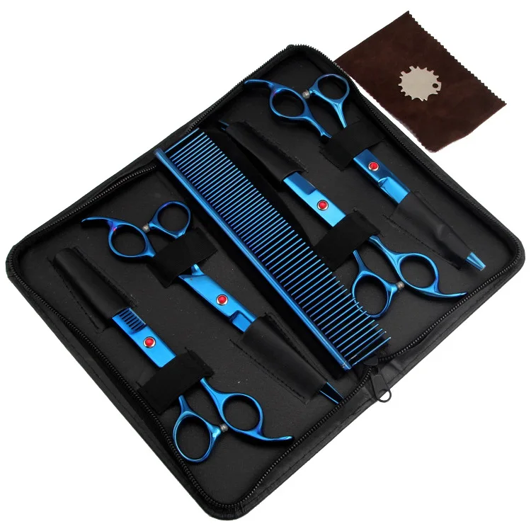 

Best quality dog grooming 4 scissors curved pet scissor set with comb, 4 colors