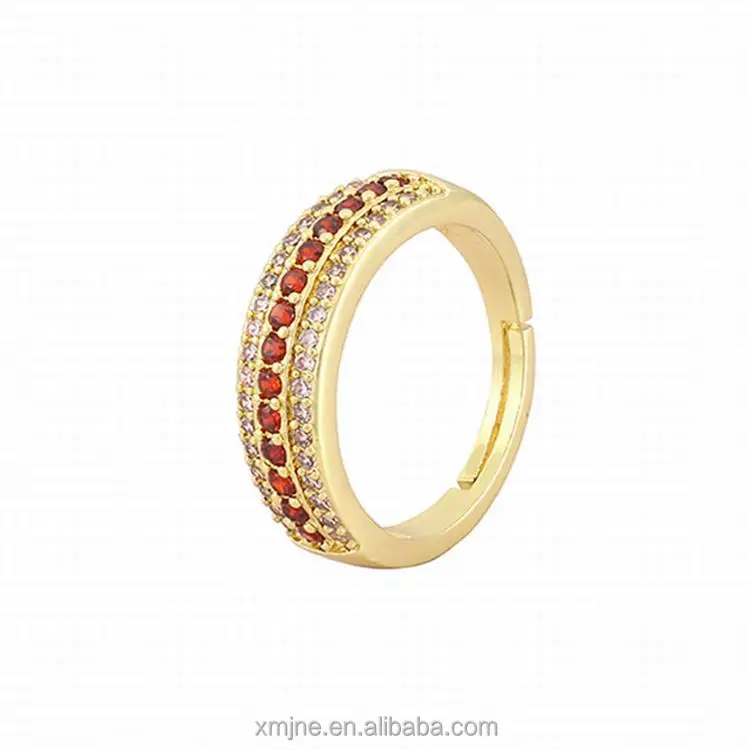 

European And American Fashion Ins Style Three-Row Micro-Inlaid Zircon Ring Open Ring Female Korean Version Of Moissanite Jewelry