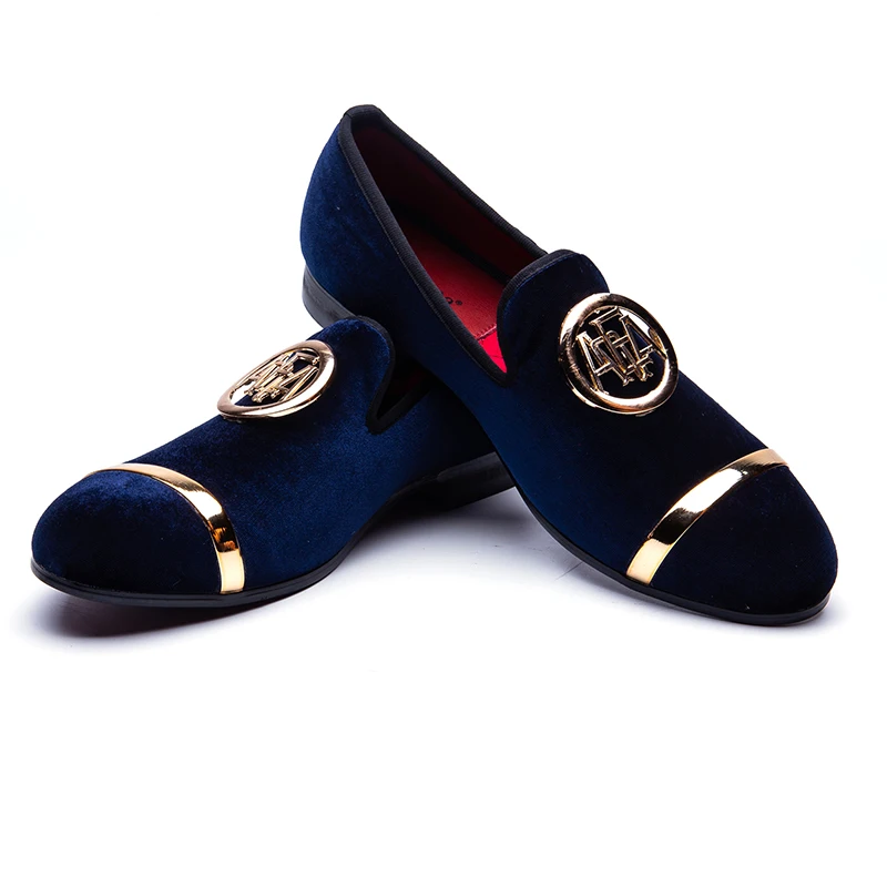 

New Handmade Men smoking slippers with Gold Button Men's Classic Loafers Shoes