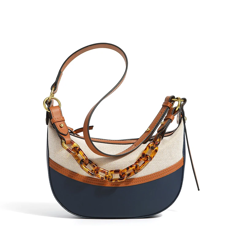 

EG544 New style acrylic chain ladies underarm handbags luxury good quality custom women shoulder sling bag canvas