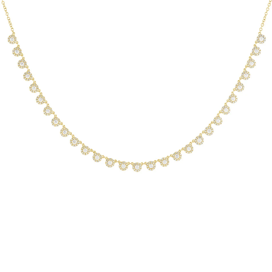 

925 sterling silver cubic zircon disc choker necklace for women romantic gold vermeil Multi-Disc Choker 14K necklace