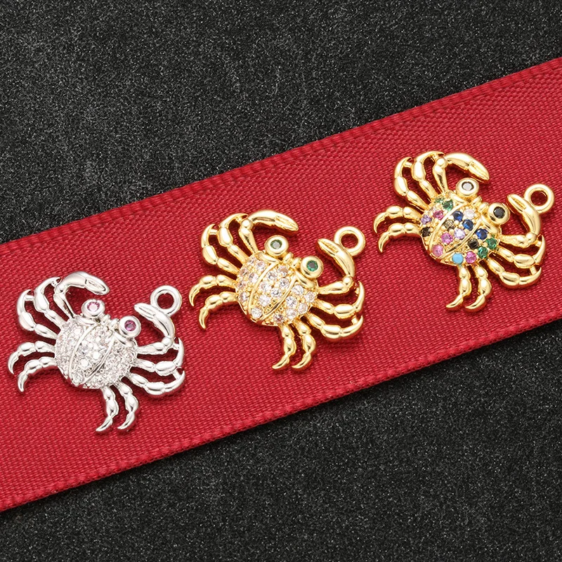 

CZ7826 Cute Diamond CZ Micro pave Crab Charm Pendants