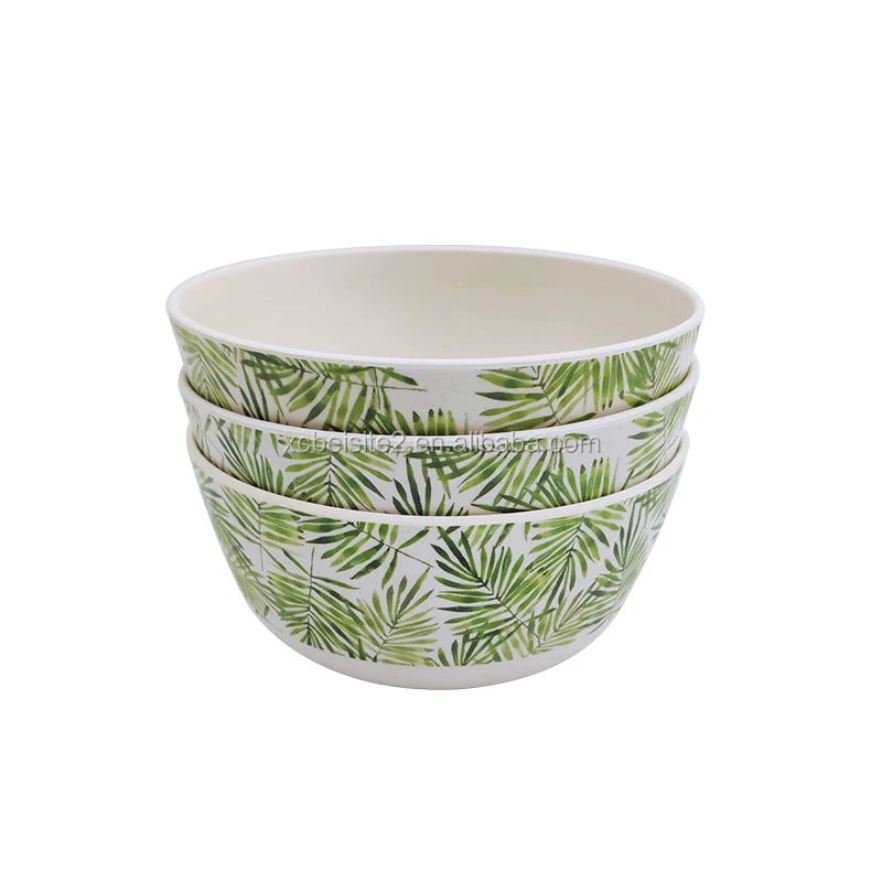 

Customized Logo Eco-friendly Biodegradable Renewable Bamboo Fiber Bowls with Kitchenware, Customized color