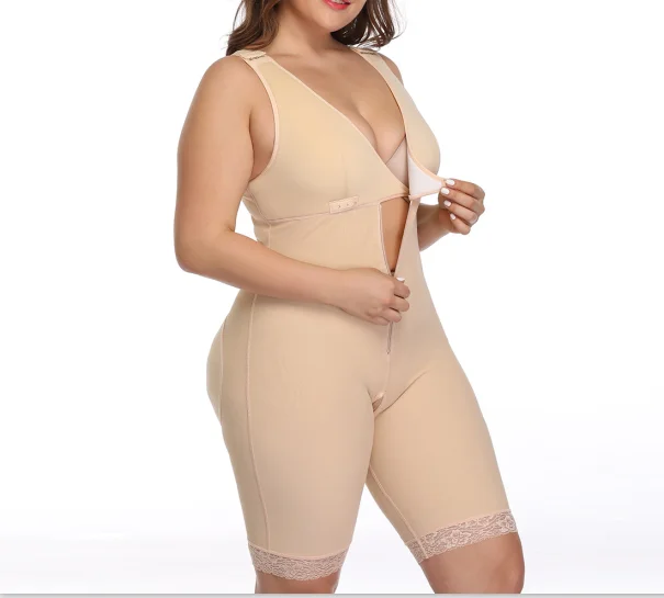 

Women Compression Plus Size Body Shaper High Waist Support Mid Thigh Zipper Shapers Butt Lifter Tummy Shapewear For Faty Women