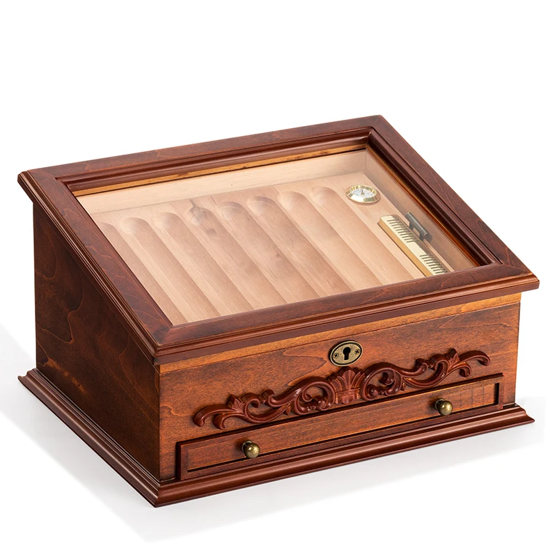 

High Grade 30 Count custom luxury Cigar Box wholesale Spanish Cedar Wooden cabinet Humidor box With Drawer