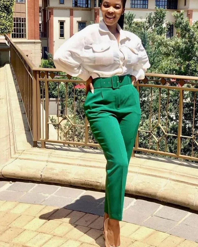 

LA021 new style fashion elegant commute soild plus size office pencil pants ladies high waist ankle-length pant with belt, Pink, black, green, khaki, yellow