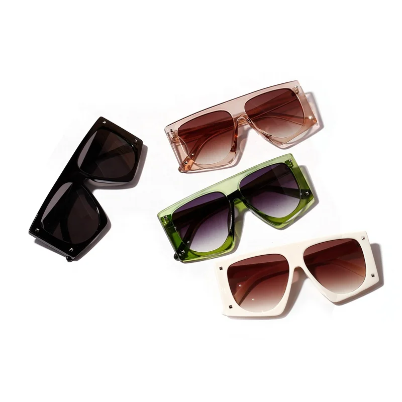 

Trendy Polygonal Rivet Big Frame Oversized Shades Sunglasses, 7 colors