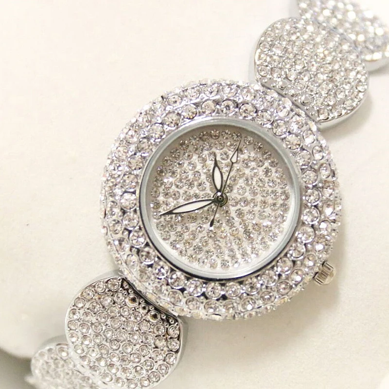 

BS 2019 New Hot Watch Chain High-end Linked Quality Watch Full Diamond Ladies Watch Quartz Gifts, 2 colors