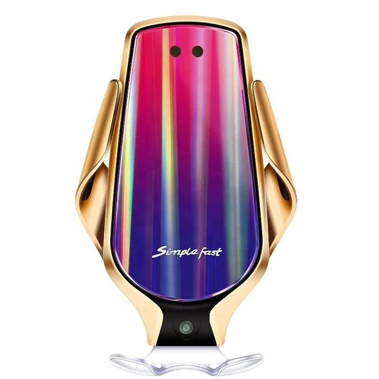 

3 in 1 Automatic Sensor Smart Charging R9 Air Vent Phone Holder Mount Wireless Car Charger, Silver/gold/rose
