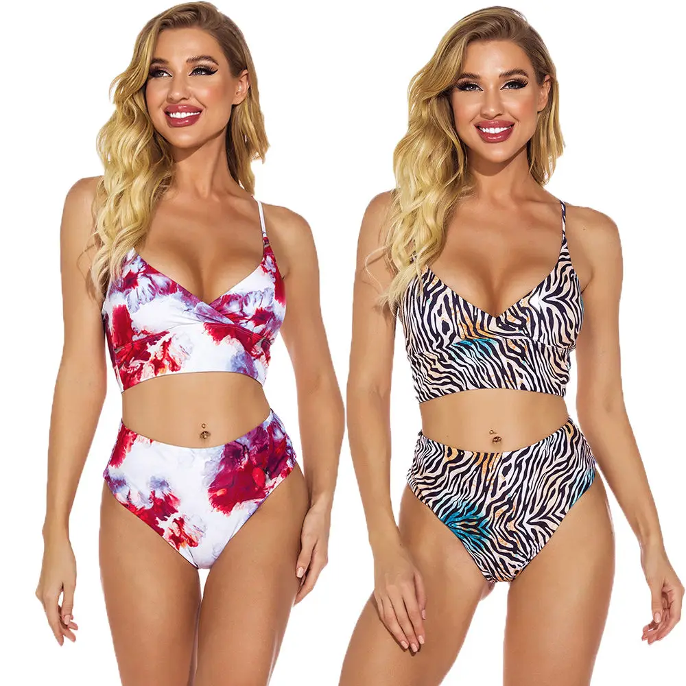 

JSMANA private label custom new tie dye women bikini 2021 high waist swimsuit sexy designer swimsuits famous brands, Five colors as pictures