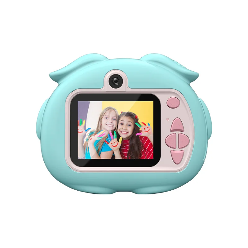 

New design piggy camera for kids real camera dual lens kids photo camera, Pink blue