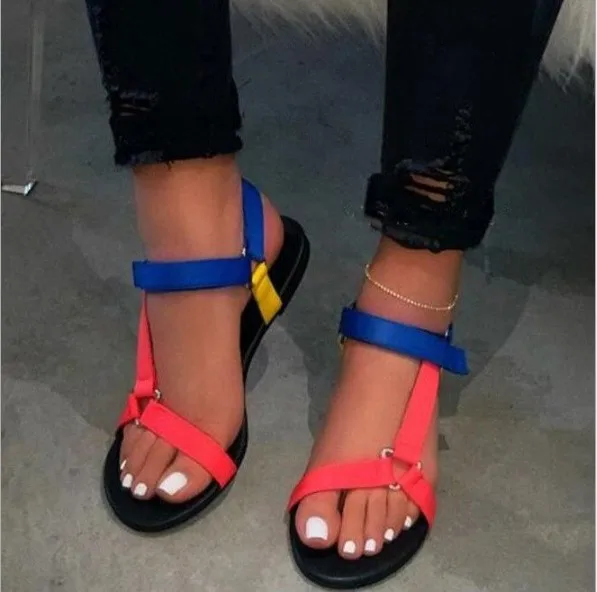 

Summer European and American Flat Ladies Sandals Large Size Beach Shoes, Colors
