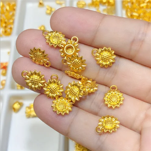 

sunflower 24K 999 pure gold designer charms 3D printed Gold pendant, 24k gold