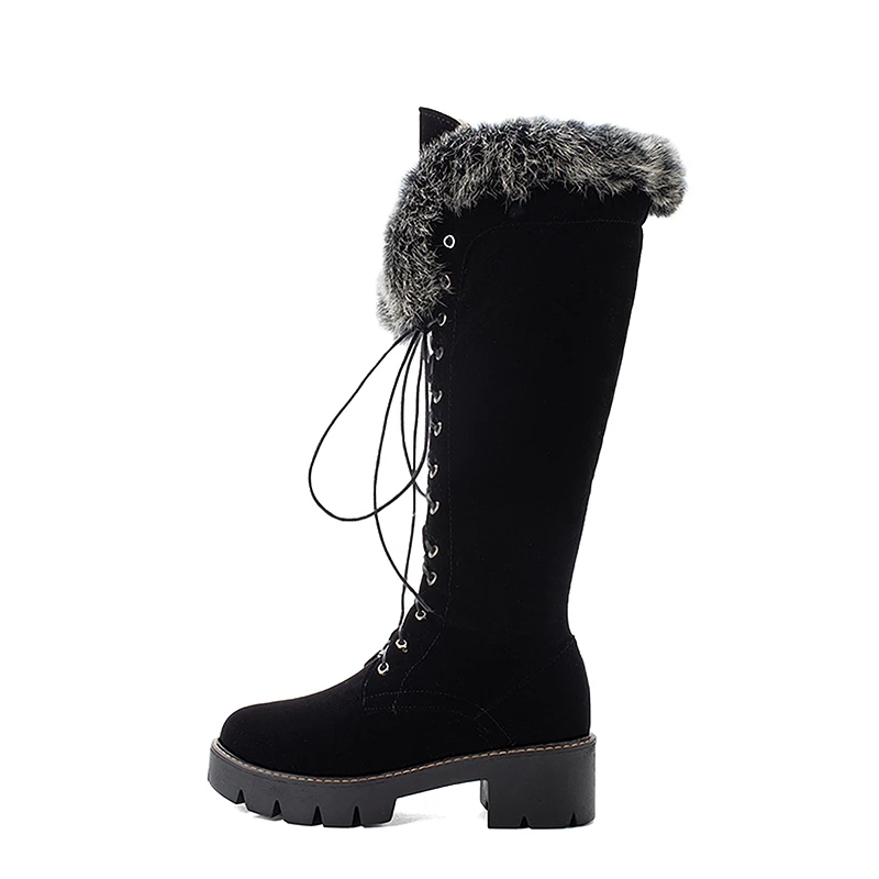 

Winter Round head waterproof platform Splice leisure Ladies'Knee boots