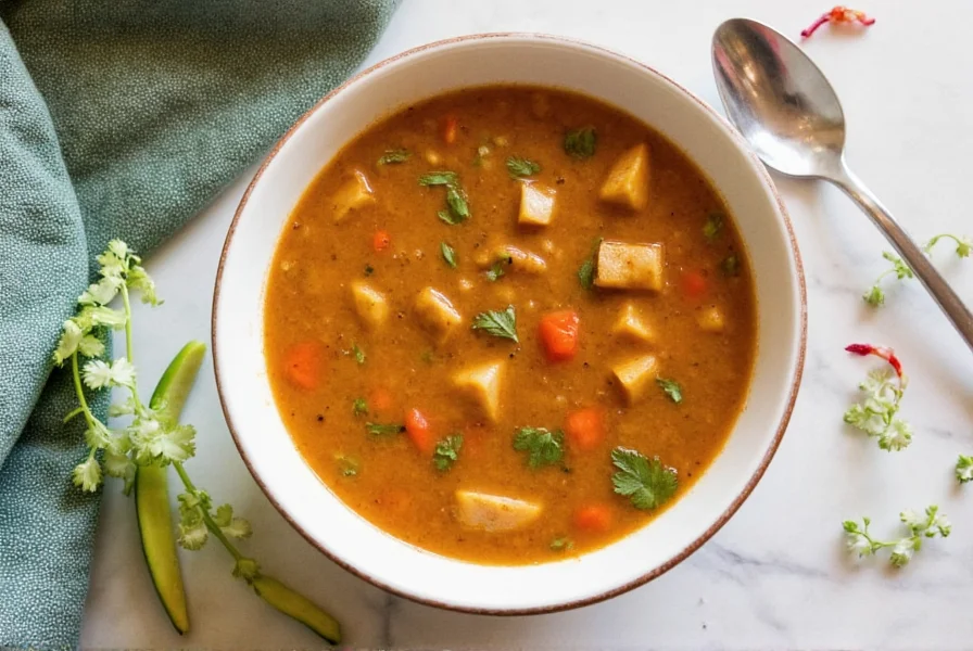 Bowl of steaming hot caldo tlampeño with garnishes