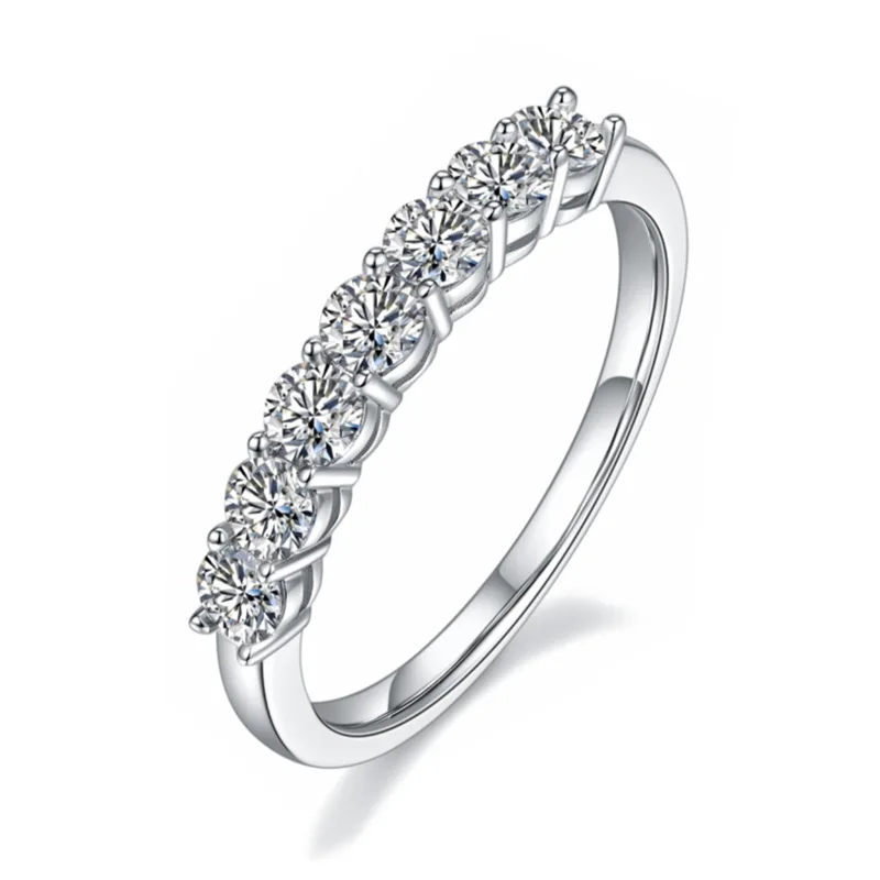 

Sterling Silver 925 Moissanite Rings 3mm 7 Stones Diamond Rings Luxury Wedding Rings Jewelry