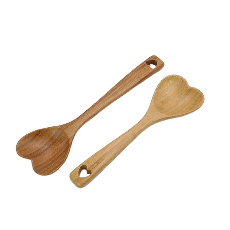 

supplier heart shape table small spoon salad mini cooking bamboo spoon, Natural