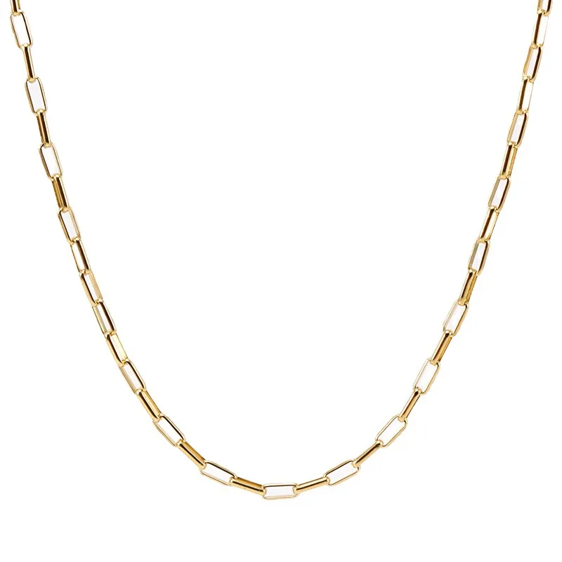 

Dainty Stainless steel Oval Paper Clip Link Chain Jewelry Gold Plated Paperclip Link Chain Necklace Bracelet for Women Girls